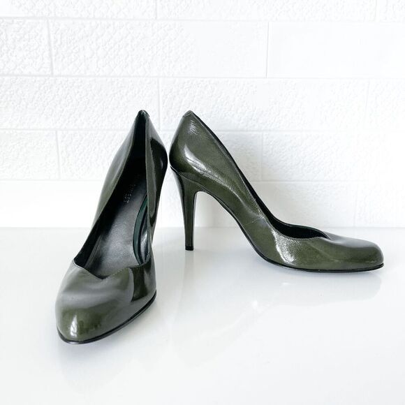 Nine West Womens Lucero Heels Round Toe Leather Stiletto Pumps Dark Green Size 8 - Picture 2 of 10